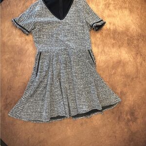 AUW Black and Gray Dress with Faux Leather Trim Size 14